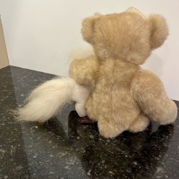 The Bearington Collection Bear Holding Unicorn Holiday Winter Snow 12" Toy - Picture 4 of 9